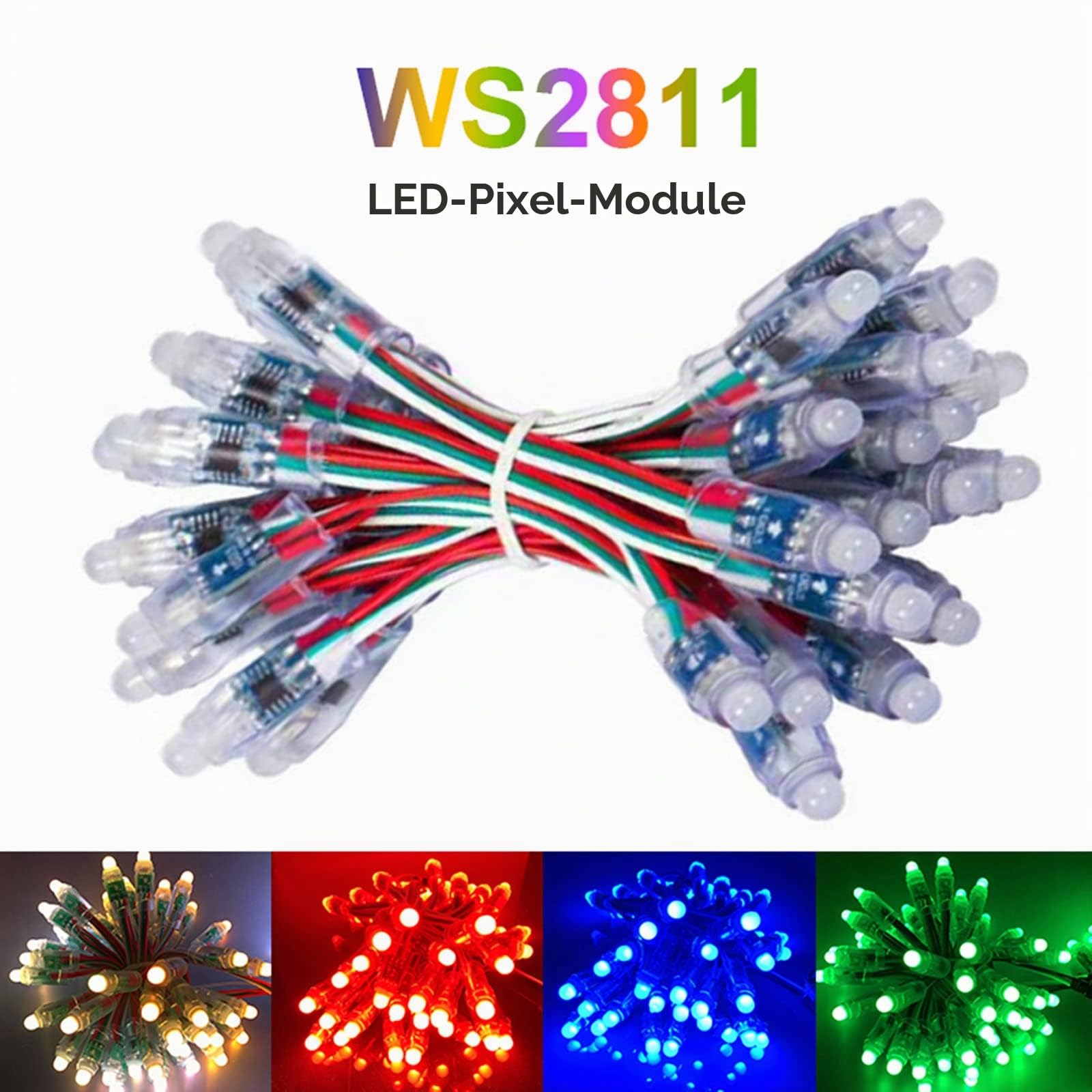 DC 5 V, 500 Stück, WS2811, 12 mm, diffuses digitales RGB-LED-Pixellicht, individuell adressierbar, rund, LED-Pixel-Modul, wasserdicht, für Halloween, Weihnachten, Werbetafel, Hausdekoration