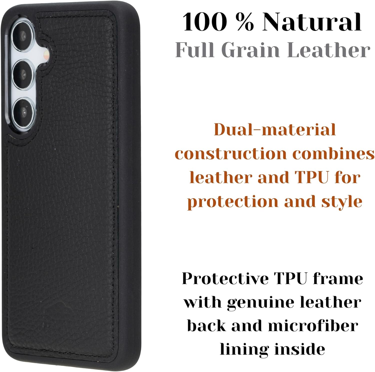 BLACKBROOK Premium Leather Snap-On case for Samsung Galaxy S23 - York Natural Leather Case - Elegant, Slim and Soft Snap-on Cover Case (Pebble Black, Samsung S23)