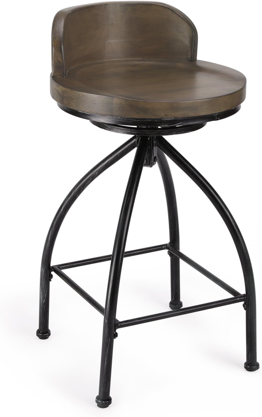 Rustic Industrial Counter Stool 24 inch Bar Stools with Backs Swivel Counter Height for Kitchen Counter Wood and Metal Brown
