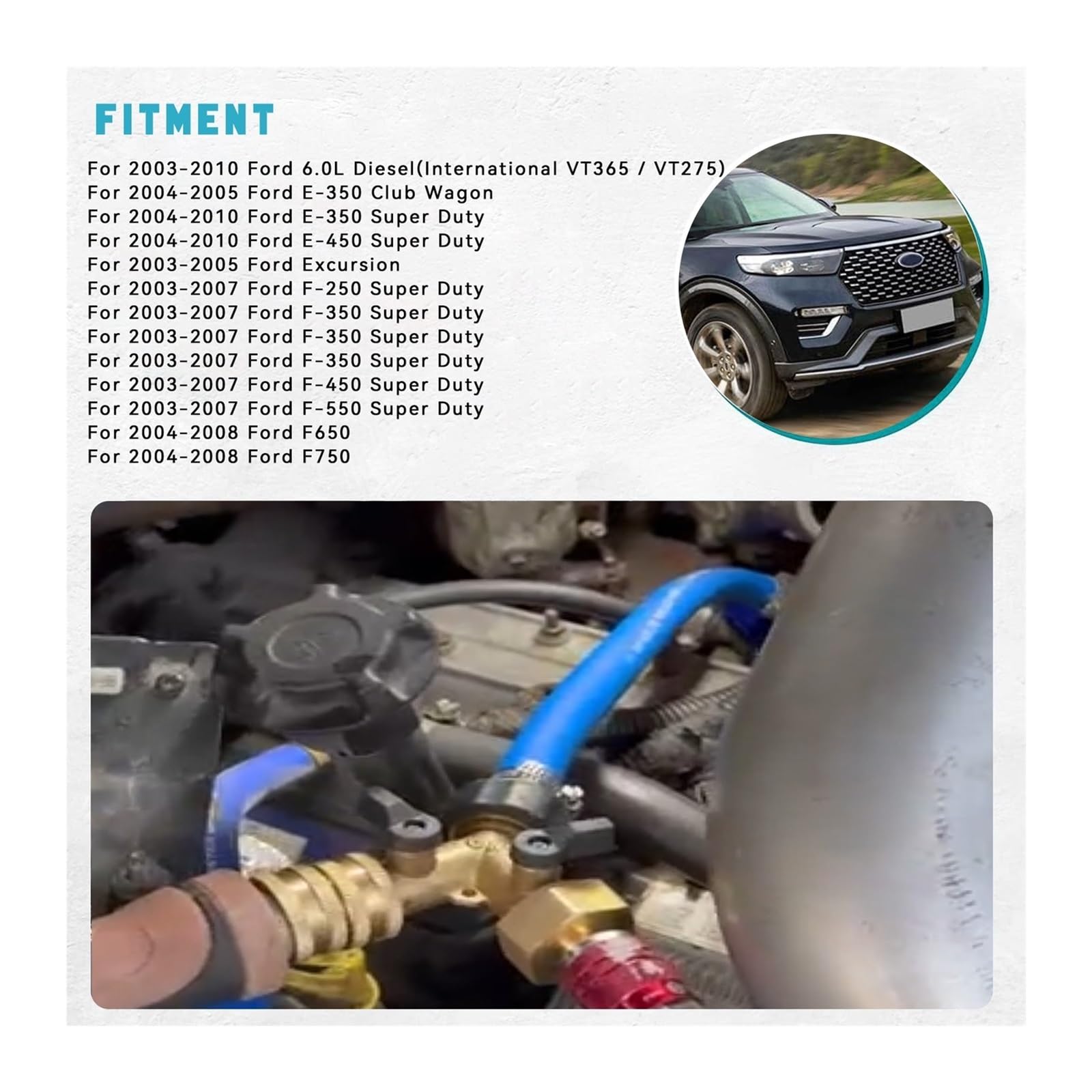 Chłodnica oleju samochodowego Pasuje do Forda 6.0L z portem „Y” i adapterem anodowanego aluminium VT365 VT275 zestaw płukania chłodnicy oleju zamiennik na lata 2003-2010 Płyta chłodząca