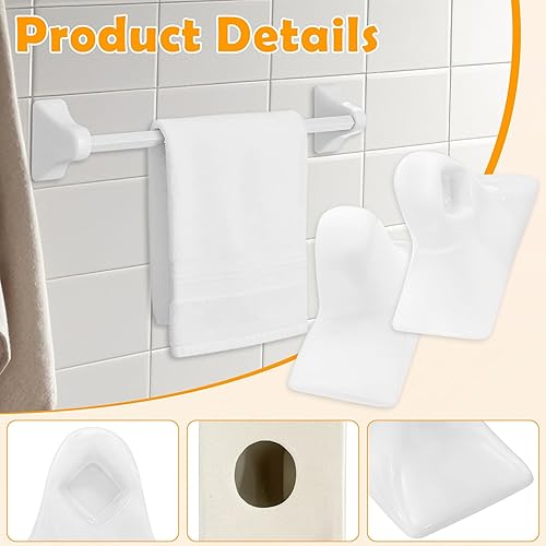 Miniatura 4 de Paquete de 2 barras de toalla de porcelana para barra de toallero, soporte de poste de soporte de azulejos, soporte de toalla de baño de cerámica