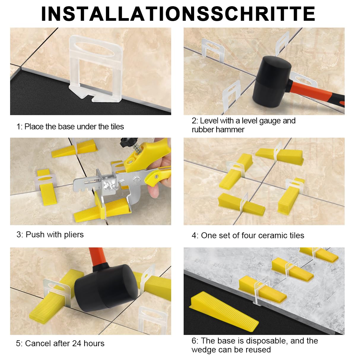 Sistema de nivelación de azulejos de 1,5 mm, 300 lengüetas, 100 cuñas y alicates reutilizables, juego de colocación de azulejos para altura de baldosas, sistema de nivelación de azulejos