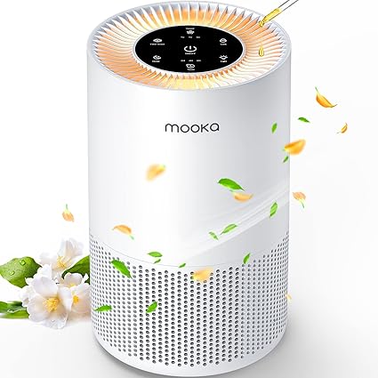 Air Purifiers for Residence Giant Rooms as much as 1200ft², MOOKA H13 True HEPA Air Air purifier for Bed room Pets with Perfume Sponge, Timer, Air Filter Cleaner for Mud, Smoke, Odor, Dander, Pollen (White)