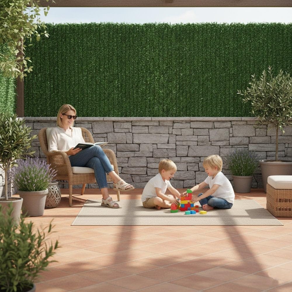 LOLAhome Seto Artificial Verde 3x1,5 m. 1 Unidad. Privacidad Natural. | Alta Ocultación, con Tratamiento UV, Realista y Natural, No inflamable, Transpirable. Para Jardin, Balcón, Terraza
