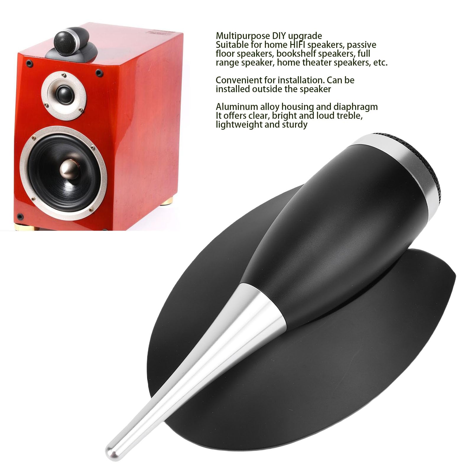Fockety Superhochtöner, 20 W, 6 Ohm, externer HiFi Hochtöner, einfach zu installierender Hochtonlautsprecher für Heimkino, passives Stand und Regalsystem, Multimedia