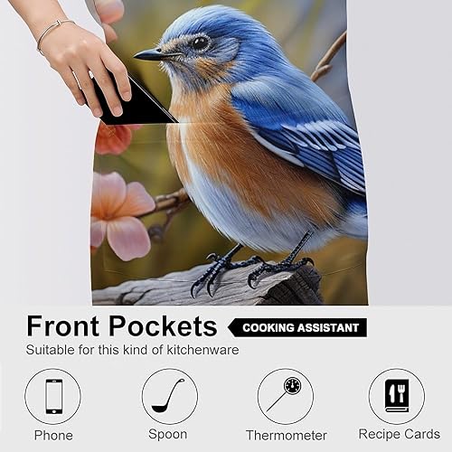 Miniatura 5 de Personalized Eastern Bluebird Adult Apron, Kitchen Cooking Aprons for Woman Man, Adjustable Bib Apron with Pocket for Baking, BBQ Crafting Outdoors,