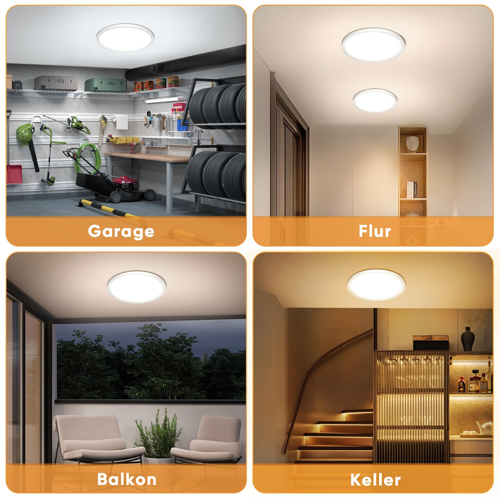 NIBSHOOM Plafón LED Techo con Sensor de Movimiento, 3000K/4000K/6500K 18W IP44 Impermeable Lampara Techo, Lampara Luz LED Techo Balcón Cochera Pasillo Sótano Sala, Ø22cm