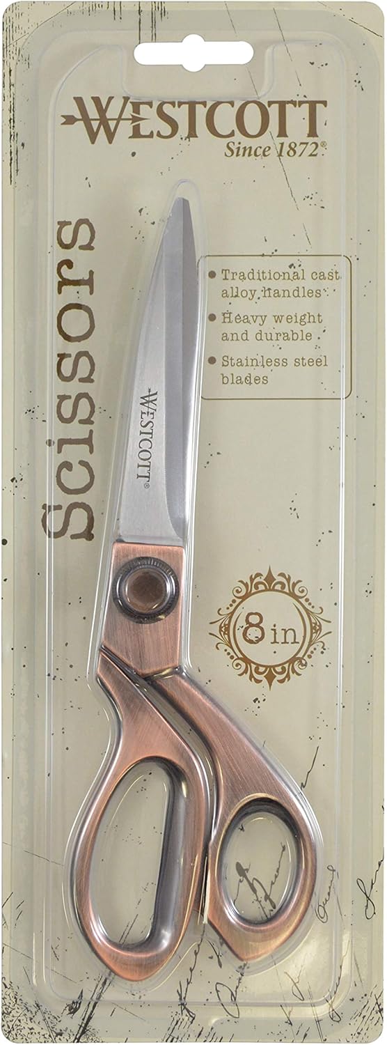 Westcott E-16459 00 Vintage Scissors, 9 cm Stainless Steel Blades, Copper Handle, 8"