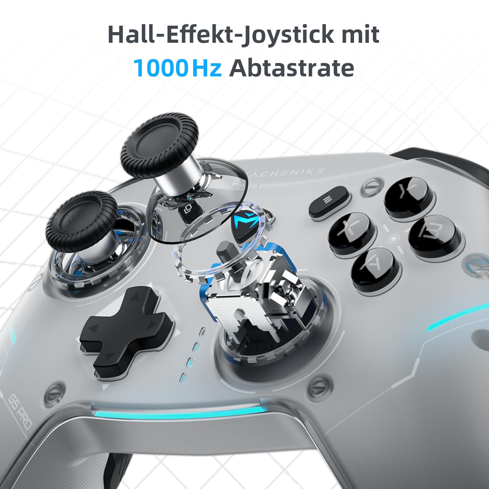 Machenike G5PROMAXSE Bluetooth Controller 1000Hz Hall Effect Joysticks Trigger Gaming Controller Wireless PC Switch iOS Android 2 Rücktasten Weiß