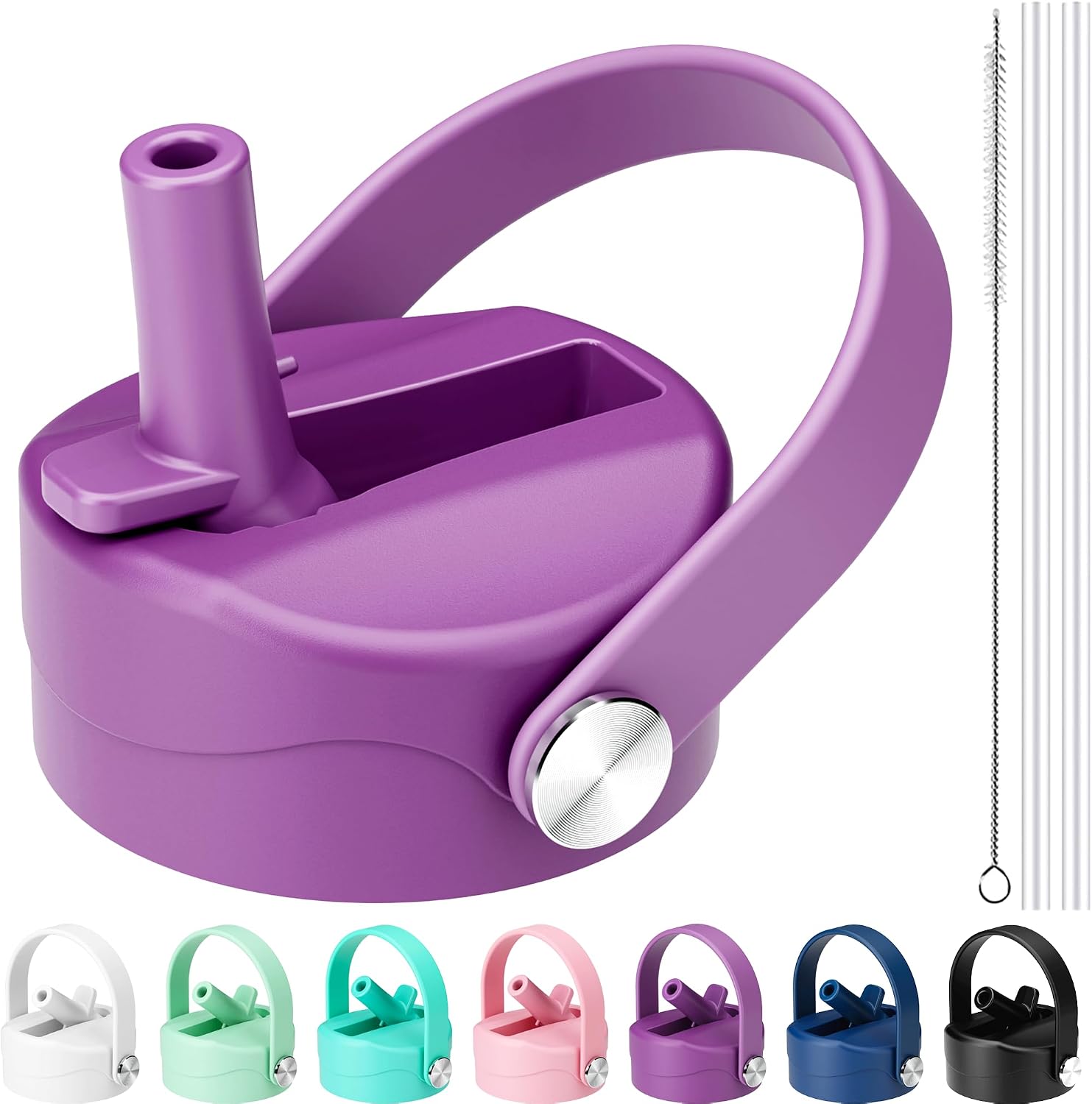 Straw Lid for Hydro Flask Wide Mouth, Lids with Straw for Hydroflask 12 16 18 20 32 40 oz Wide Mouth, Replacement Straw Cap for Hydroflask, Top Sport Bottle Lid (Purple)