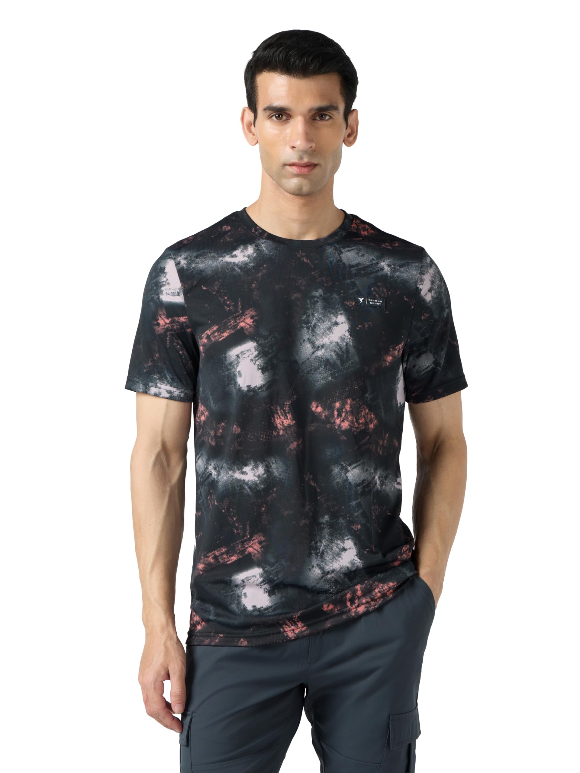 technosport Men's Abstract Print Slim Fit Round Neck with Technocool+ Sports T-Shirt for Running, Sports, Gym & Regular Use-picture-16