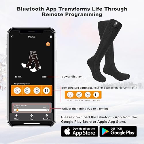 Miniatura 4 de SAVIOR HEAT Heated Socks for Men & Women 2023 Upgraded - APP Remote Control Electric Thermal Socks, 7.4V 2200mAh Battery, for Snowfield Ski Hunting