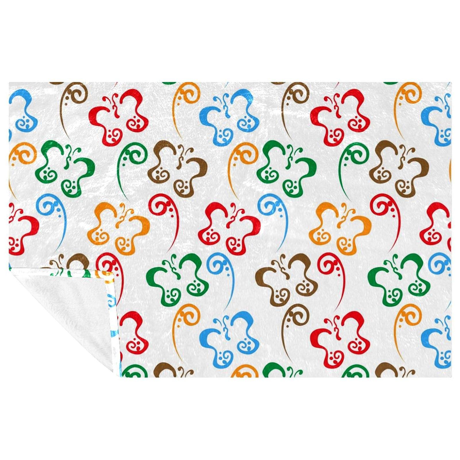 Couverture papillon coloré pour lit et canapé en plaid doux de 150x100 cm