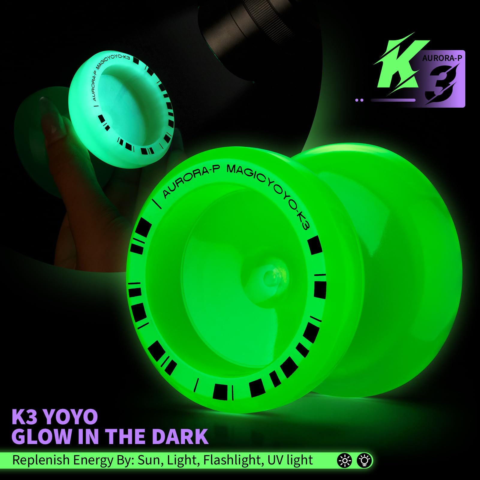 MAGICYOYO K3 Aurora-P Glow in the Dark, 2 in 1 Responsive & Unresponsive Yoyo - Image 3