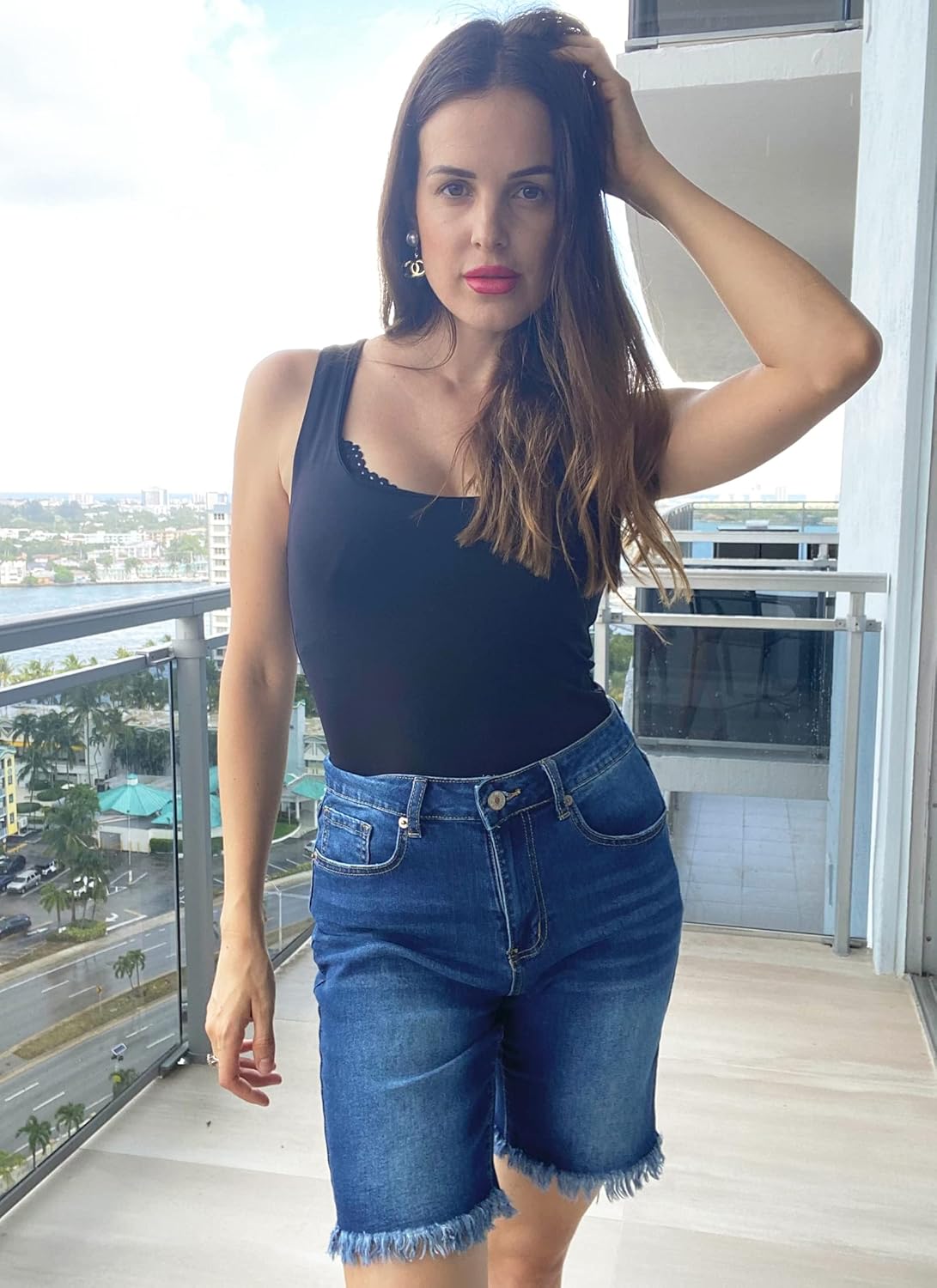 Utyful Women Summer Frayed Ripped Bermuda Shorts Distressed Denim Jeans Short - Image 5