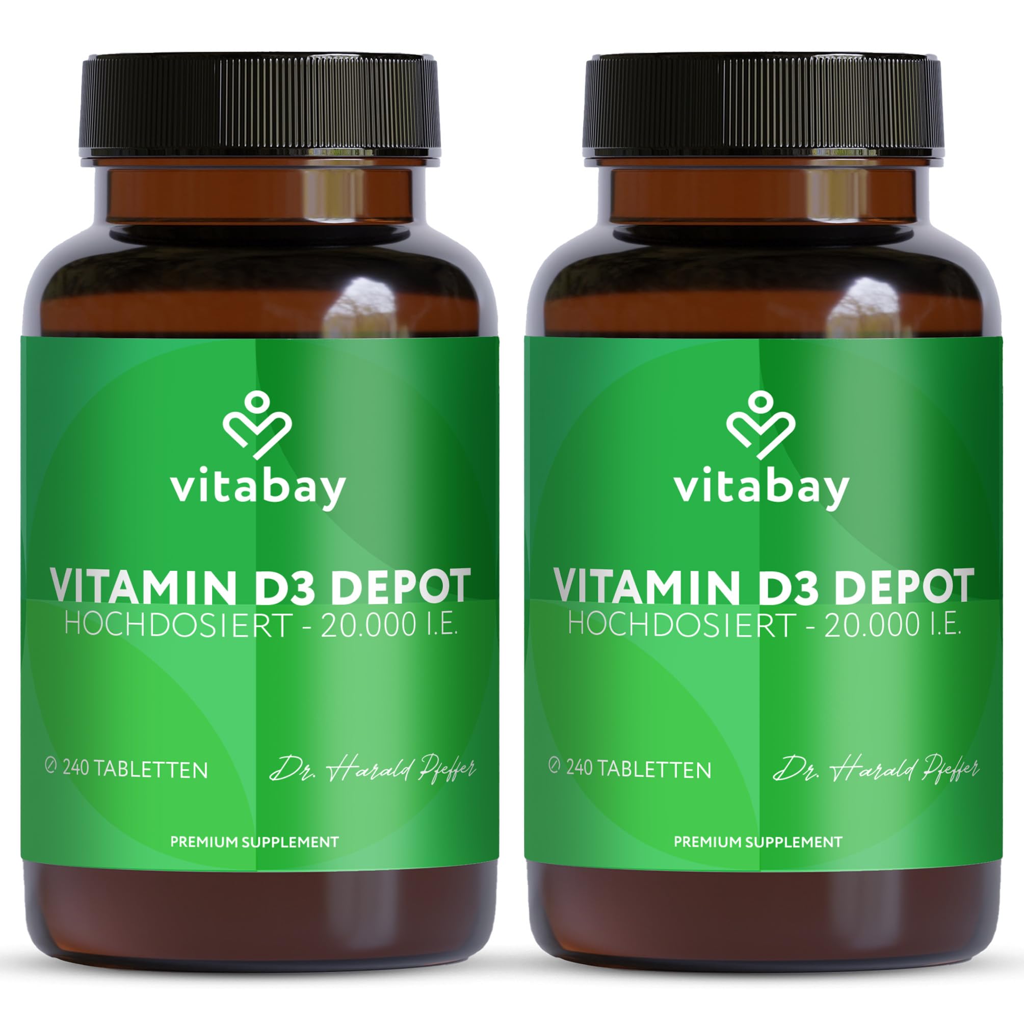 Vitabay Vitamin D3 Depot 20.000 I.E. – 480 vegane Tabletten – Hochdosiert | ohne unerwünschte Zusätze – Trägt zur Unterstützung des Immunsystems und zur Erhaltung normaler Knochen bei
