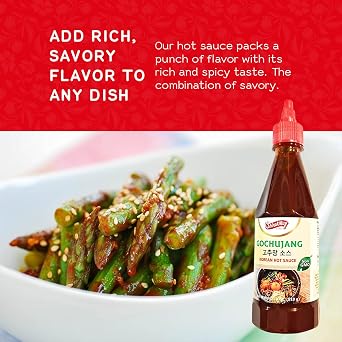 Shirakiku Gochujang Hot Sauce | Korean Non-GMO With Soybean, Tapioca Syrup Base and Salt | Perfect for Authentic Asian Cuisine | Convenient Squeezable Bottle with Twist Cap 18 oz