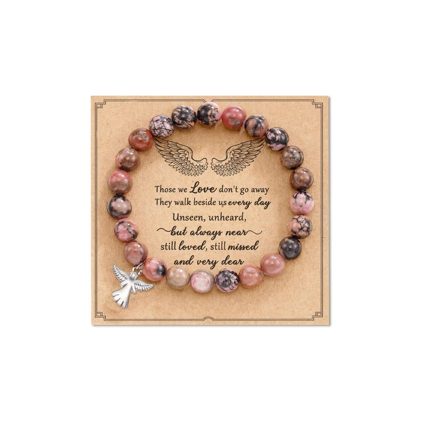 Inspirational Religious Bracelet Guardian Angel Charm Bracelets,Sympathy Gift For Loss Of Loved One,Sympathy Gift Amethyst Bead Bracelet,With Angle Wings Faith and Love Jewelry Gifts For Women