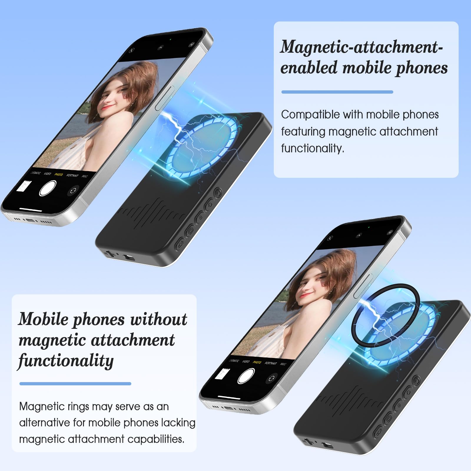 Handy Selfie Monitor, Selfie Monitor4"，Magnetische Telefon Vlog Selfie Monitorbildschirm, 480x800 Pixeln Drahtlosaufnahme, Vlog Bildschirm, Livestreaming mit Sound für Vlog TikTok YouTube (Fülllicht)