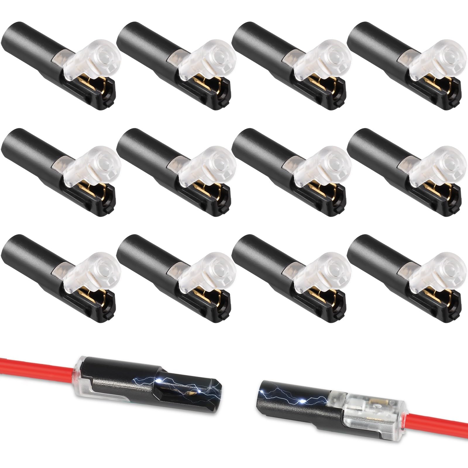 Photo 1 of 1 Pin Low Voltage Wire Plug-in Connector for 16-18 AWG, 12pcs 1 Wire Quick Disconnect Electrical Connectors with Locking Buckle, No Wire Tripping Solderless for Automotive, LED Lights, DIY Projects