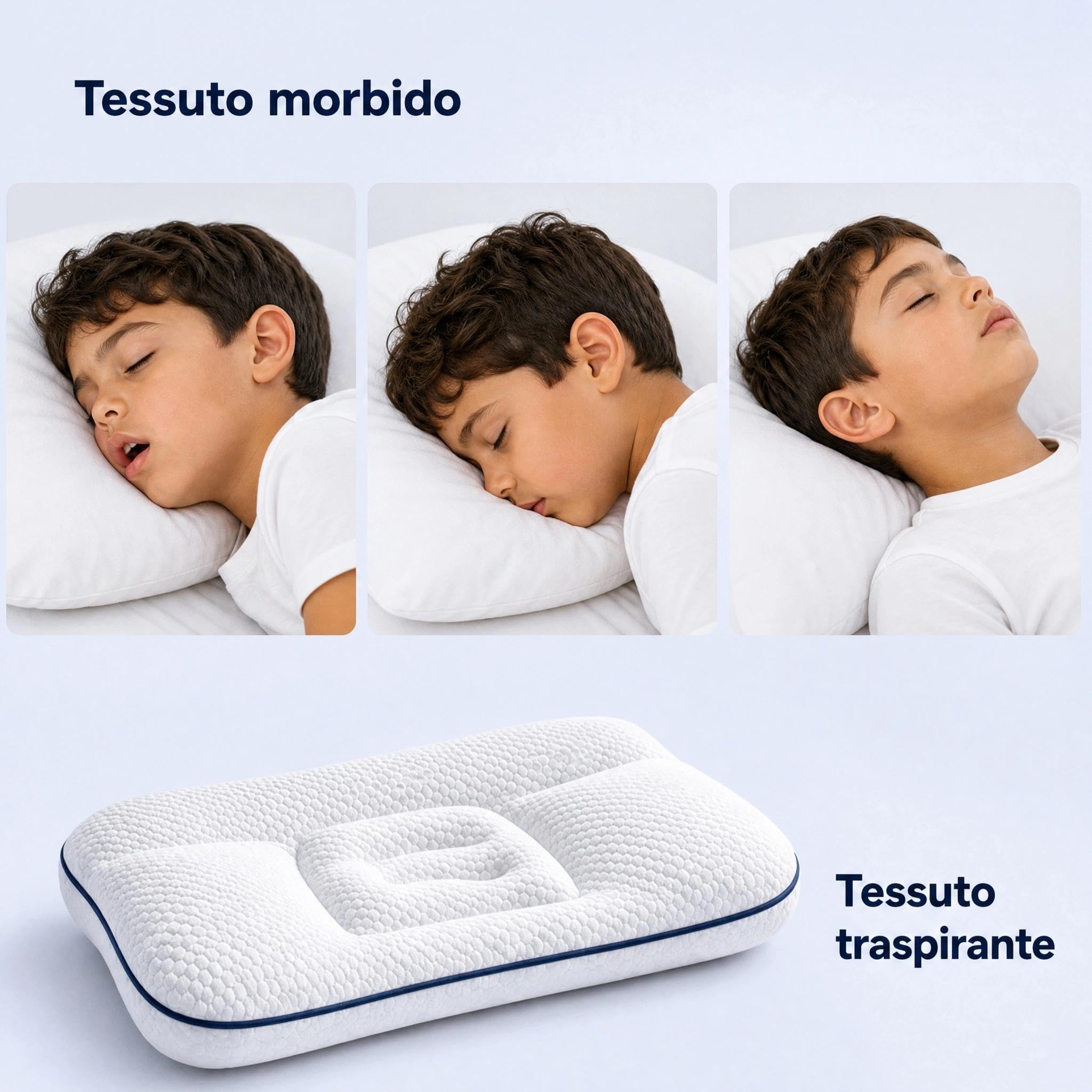 Sereniakids Cuscino Bambini 1-18 Anni, Supporto Zonato，H2 [3-8 anni]