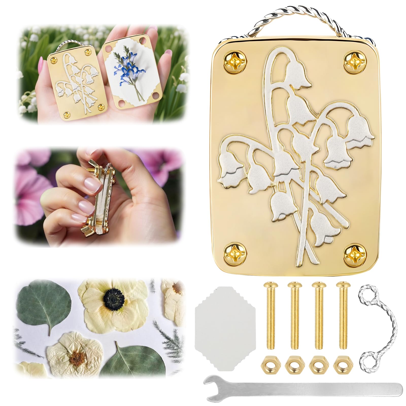 ZHAO GE Micro Flower Press, Miniature Flower Press Kit, with 30 Sheets of Paper and a Key, Micro Flower Press for Arts and Crafts Lovers, DIY Kit (A)