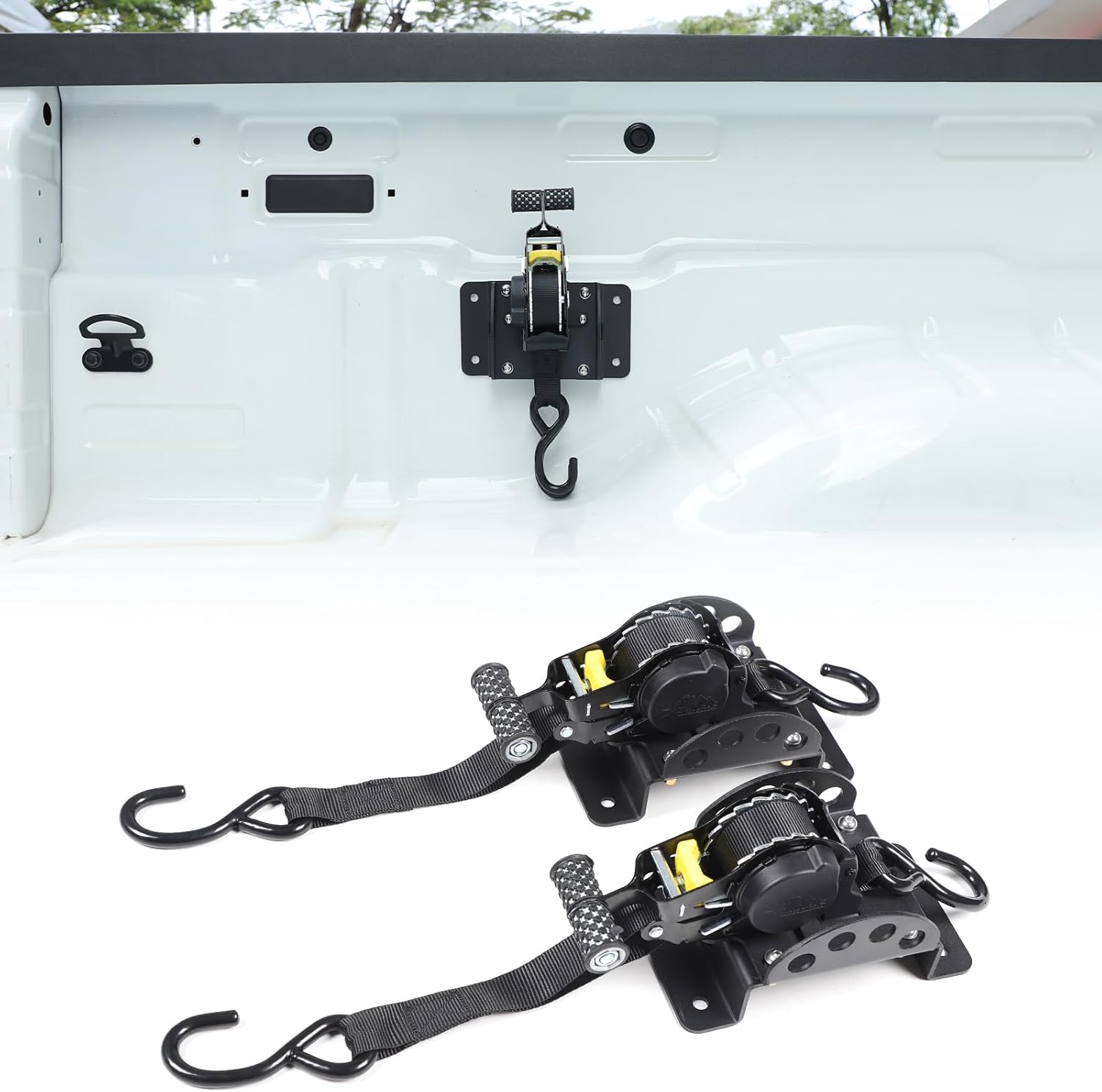 2PCS Retractable Ratchet Straps Kit Compatible with Nissan Frontier 2022-2025 Pickup Truck Bed Tie-Down Ratcheting Retractable Tie Down Straps Replacement Accessories