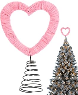 Heart Christmas Tree Topper - Velvet Spring Decor | Elegant Heart Ornament for Wedding, Decoration Party, Gift Men, Women, Holiday | Decorative TrRee Accessory Table, Wall, Celebration