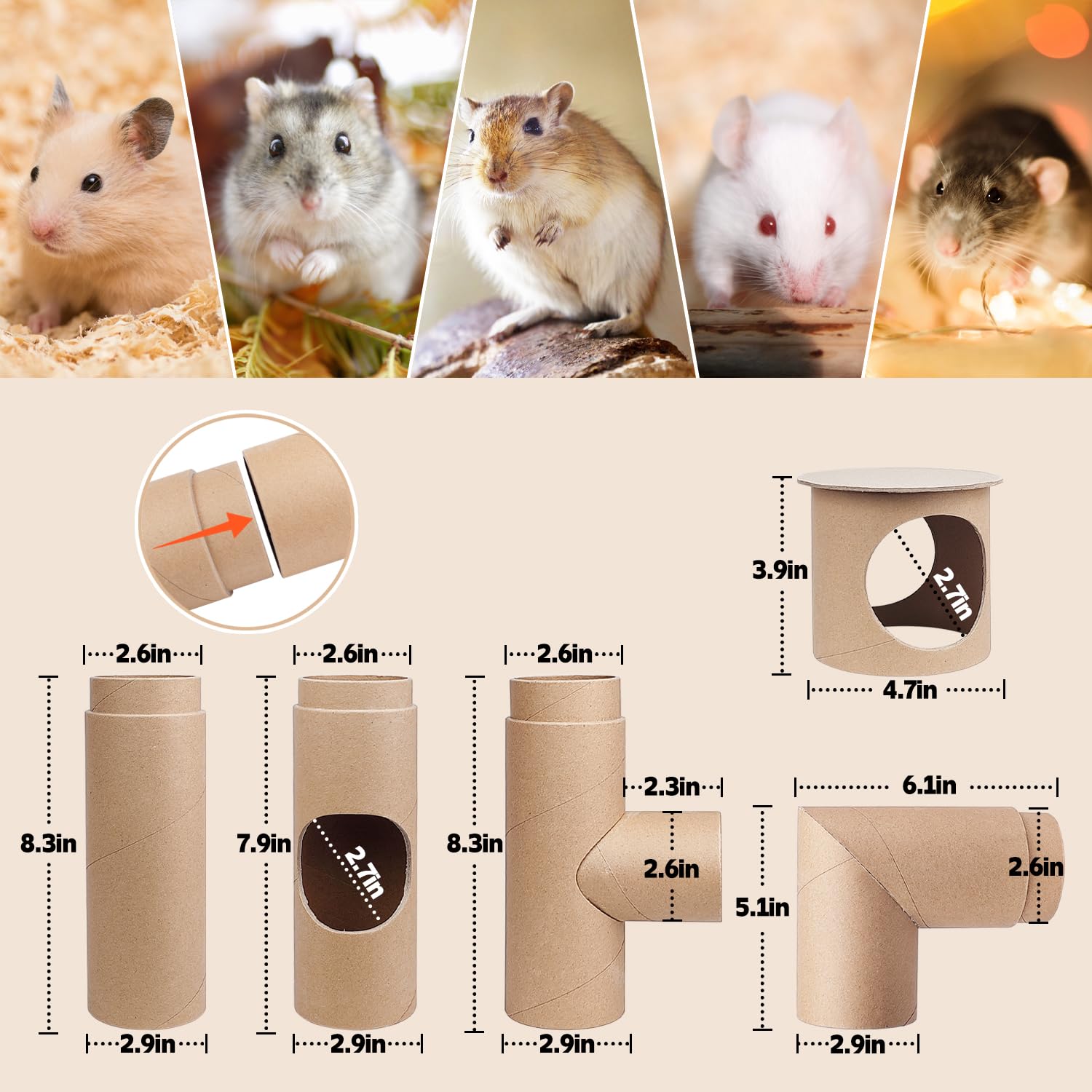 Túneles para hámster, tubos de hámster, túneles componibles para hámster, juguetes de ejercicio para hámster, túnel de animales pequeños para hámsteres, ratones, jerbos, ratones u otros animales
