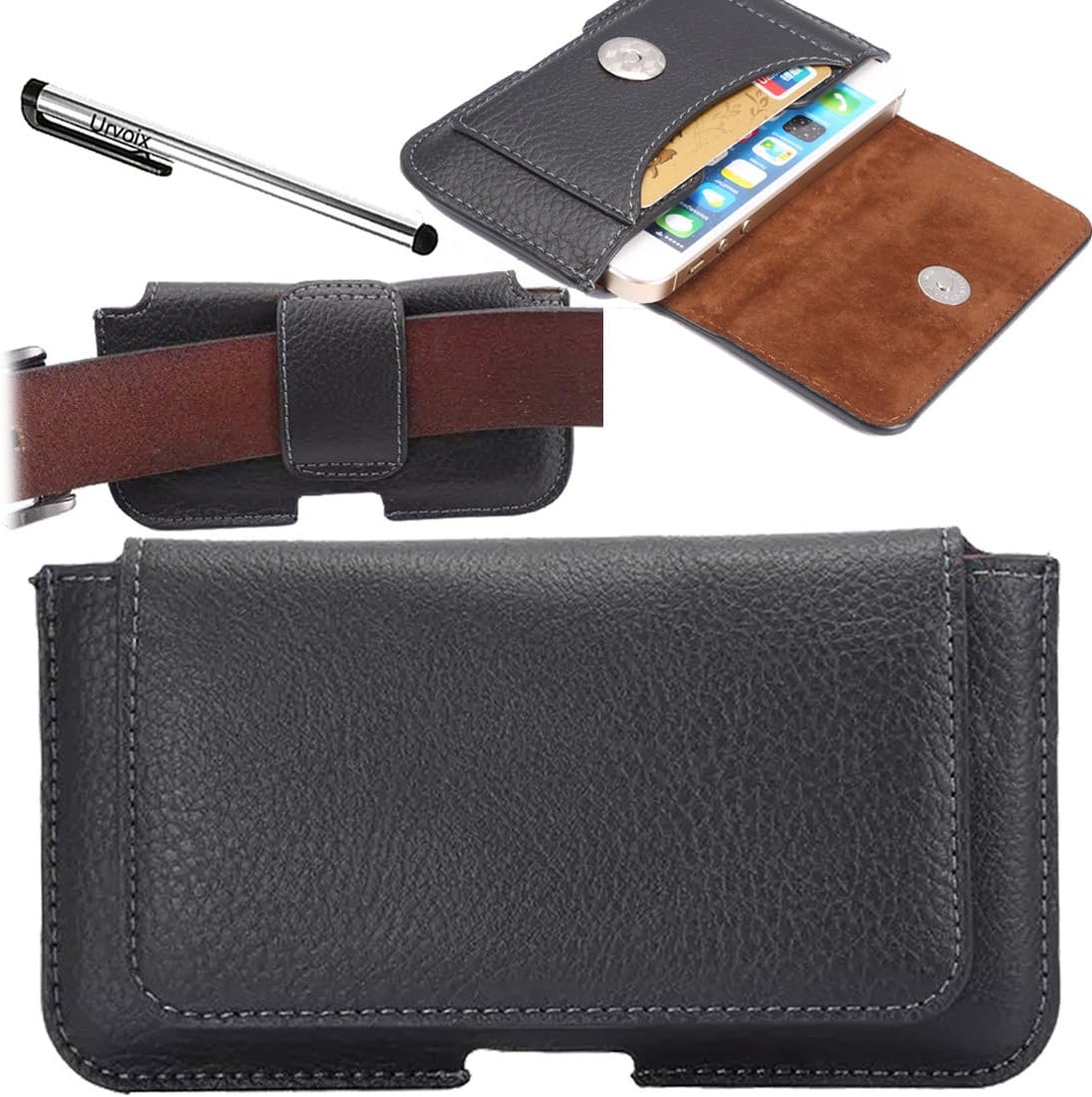 Urvoix Premium Leather Belt Clip & Loops Holster Pouch Case Cover with Credit Card Holder for iPhone 5 5S