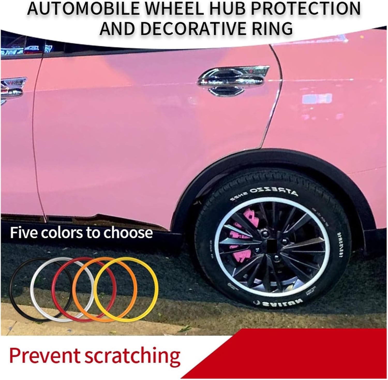 Nylon Material Car wheel hub anti-collision and anti-scratch nylon hard protective ring trolley tire protection(Orange,20)