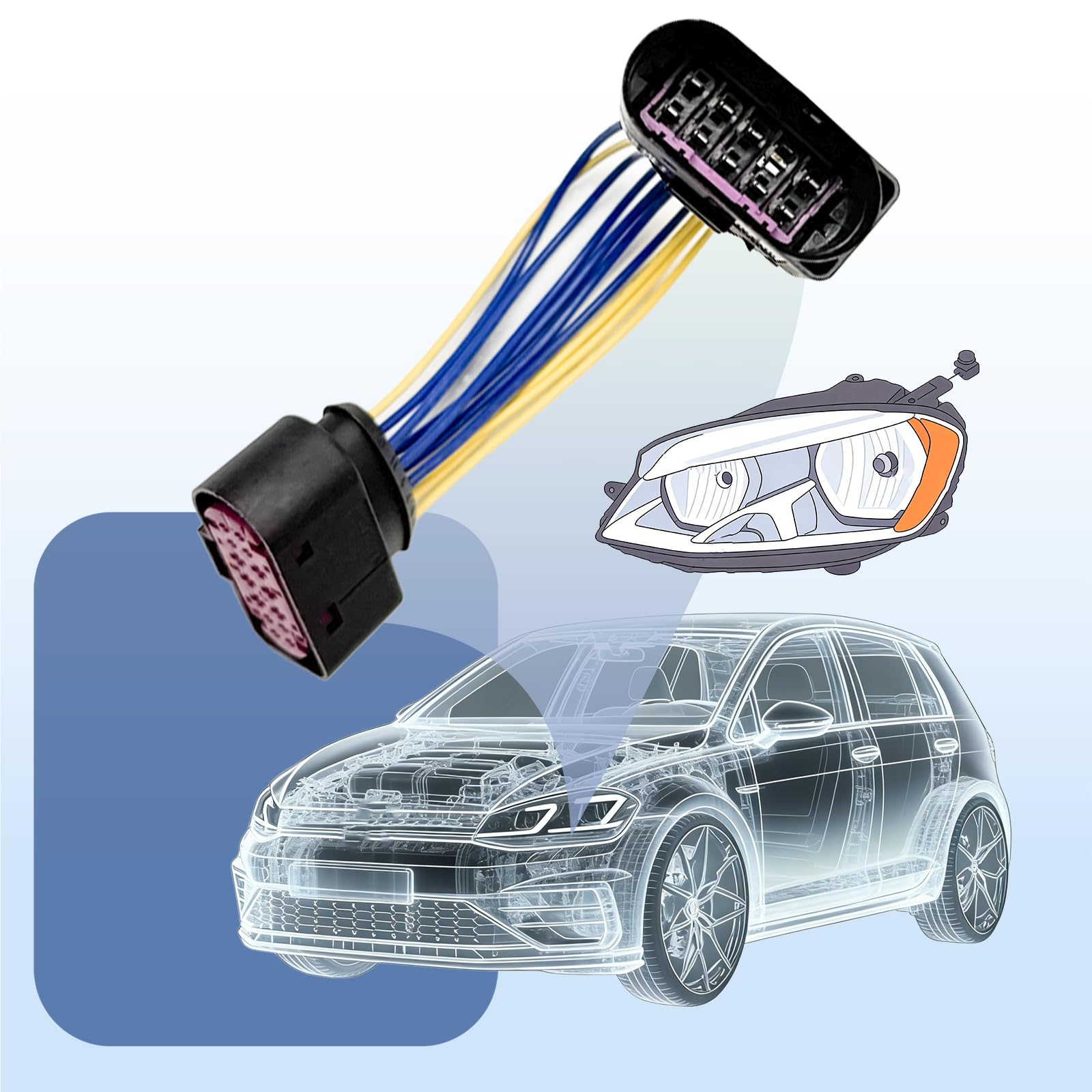 2x Adattatori per Connettori Fari Allo Xeno 10 Pin 14 Pin 1J0973737 per Golf Mk6 A1 A3 8P A4 A5 A6 A8 1J0973835