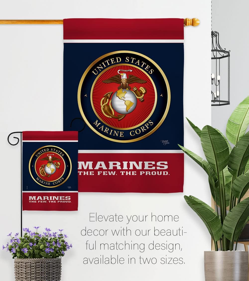 Proud Marine Corps House Flag - Pack Armed Forces USMC Semper Fi United State American Military Veteran Retire Official Support Our Troops - Banner Small Garden Yard Gift Double-Sided 28 X 40