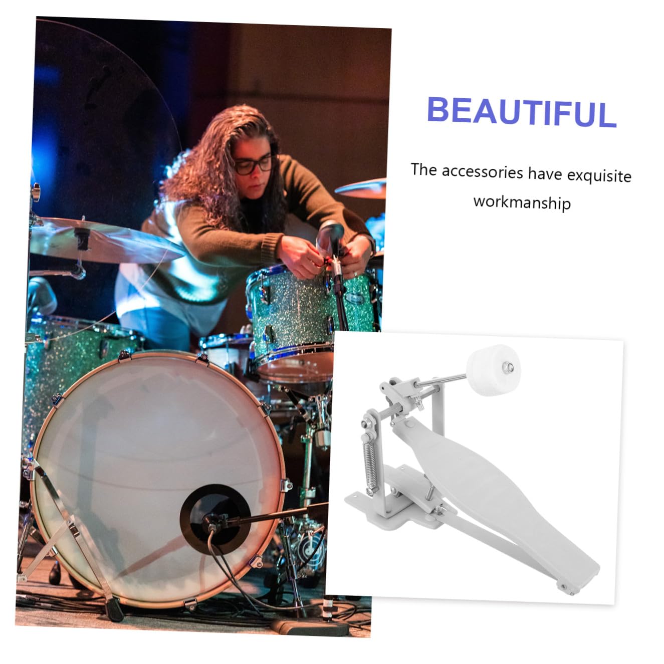 Pedale Singolo per Grancassa Batteria, Accessorio di Ricambio Professionale Resistente e Durevole, Pedale per Drum Machine Adatto a Batteristi e Kit Acustici, Strumento