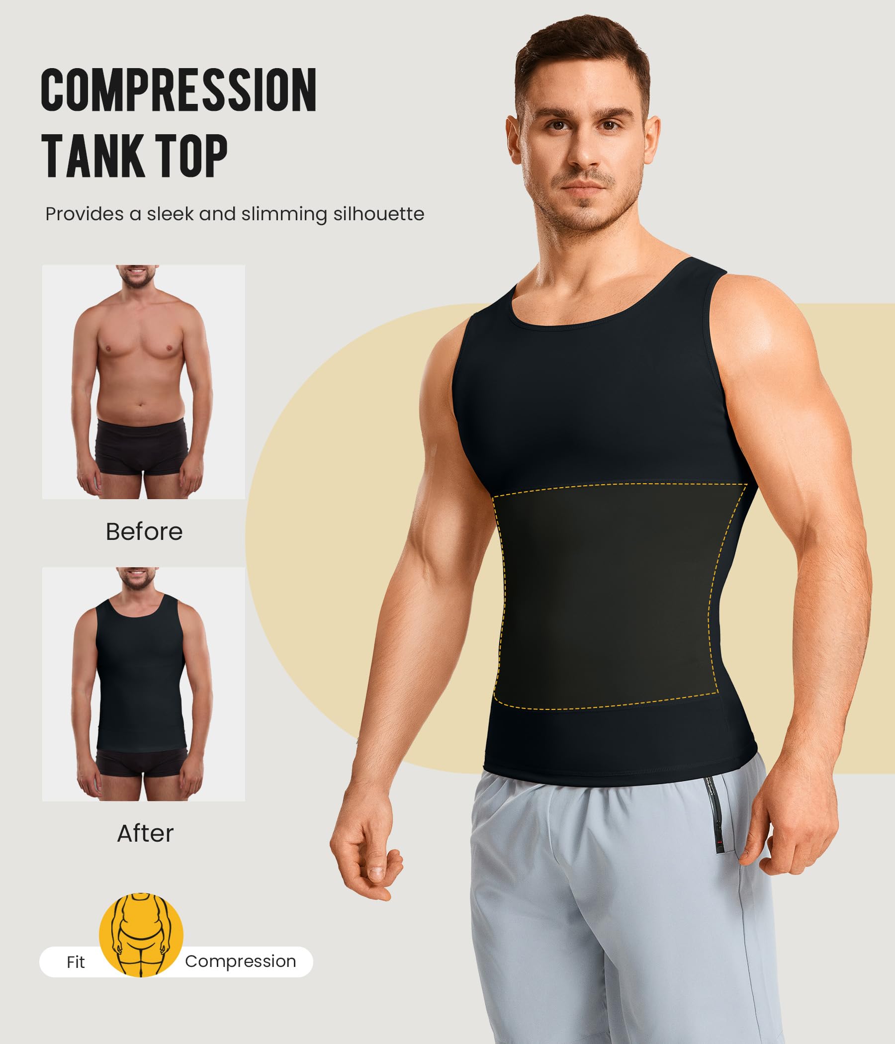 Junlan Gaine Amincissante Ventre Plat Homme Debardeur Gainant Invisible Shirt Abdo Minceur