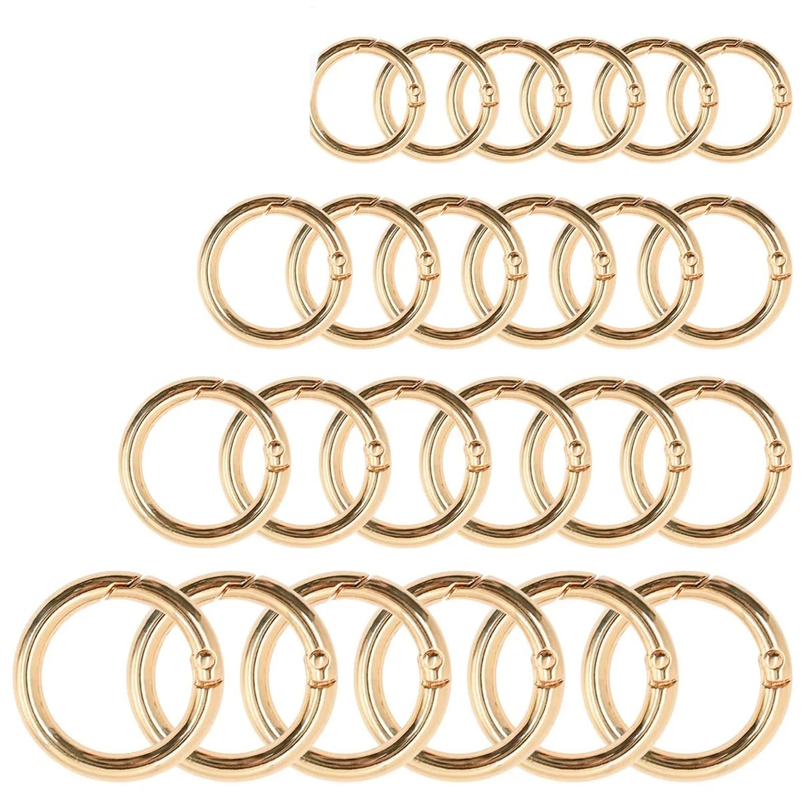 50Pcs O Round Bag Buckle Metal Clasps Buckles Spring Circular Carabiner Snap Hook Keyring DIY Jewelry Accessories for Keyrings,Wallets(Gold,32mm)