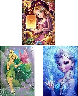 3 Pack Stamped Cross Stitch Kits for Adults Beginners,Princess Counted Cross Stitch Kits,Full Range of Needlepoint Stamped Kits Needlecrafts Arts and Crafts Embroidery for Home Decor,12"x16"