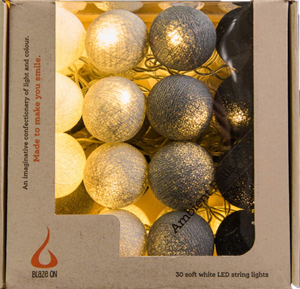 Blaze On Ambient Ball Fairy Lights - Marble - 30 LED - USB Plug Included