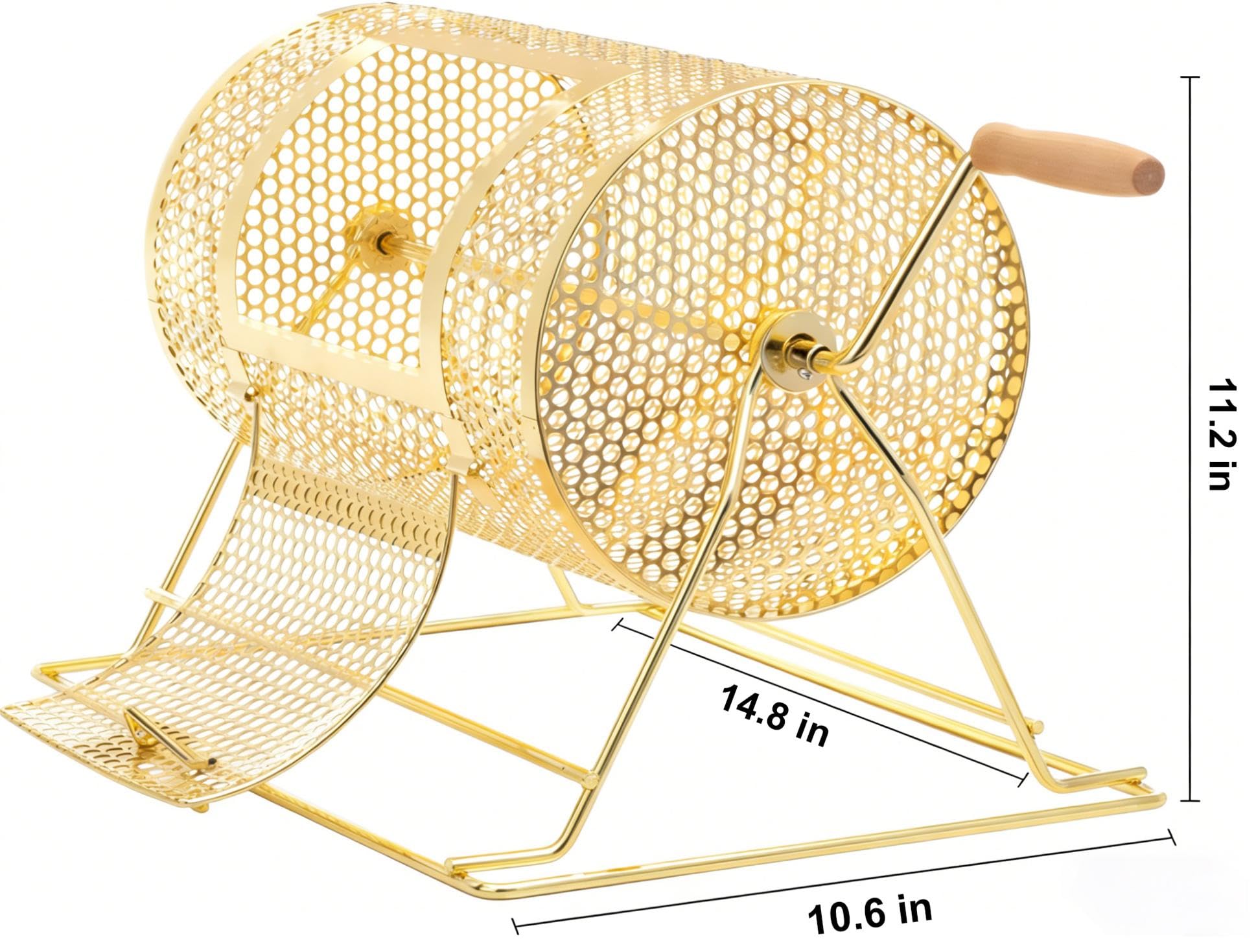 Tambor de Rifa, Tambor Giratorio de Rifa, Rueda Giratoria de Gran Capacidad con Soporte, Jaula Giratoria de Metal para Lotería, Giratorio para Boletos de Rifa Capacidad para 2500 Boletos