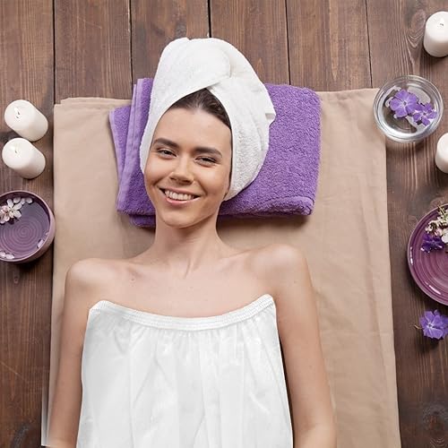 Miniatura 10 de 10 piezas desechables de spa envoltorio de baño no tejido desechable Spa Wrap bata de baño sauna falda de baño sudor vaporizador, Blanco(Thick White)
