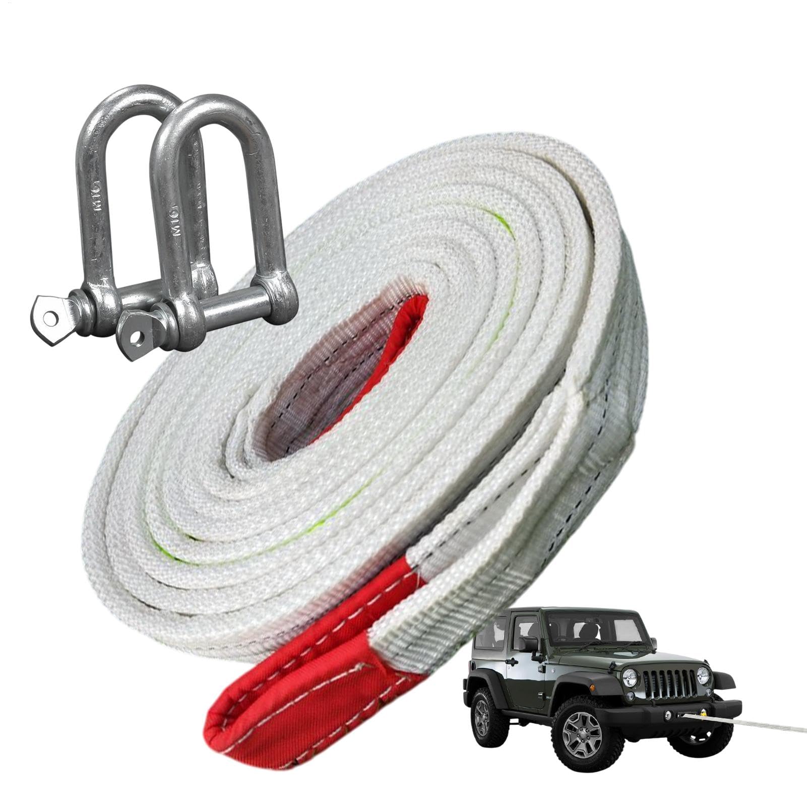 Cuerda de Remolque - Coche, Correa de Remolque de Alto Rendimiento | Cinturón de Remolque de Alto Rendimiento para Coches de recuperación de automóviles para Uso Fuera de Carretera | Cuerda de remolque reflectante para vehículos de camiones, accesorios de