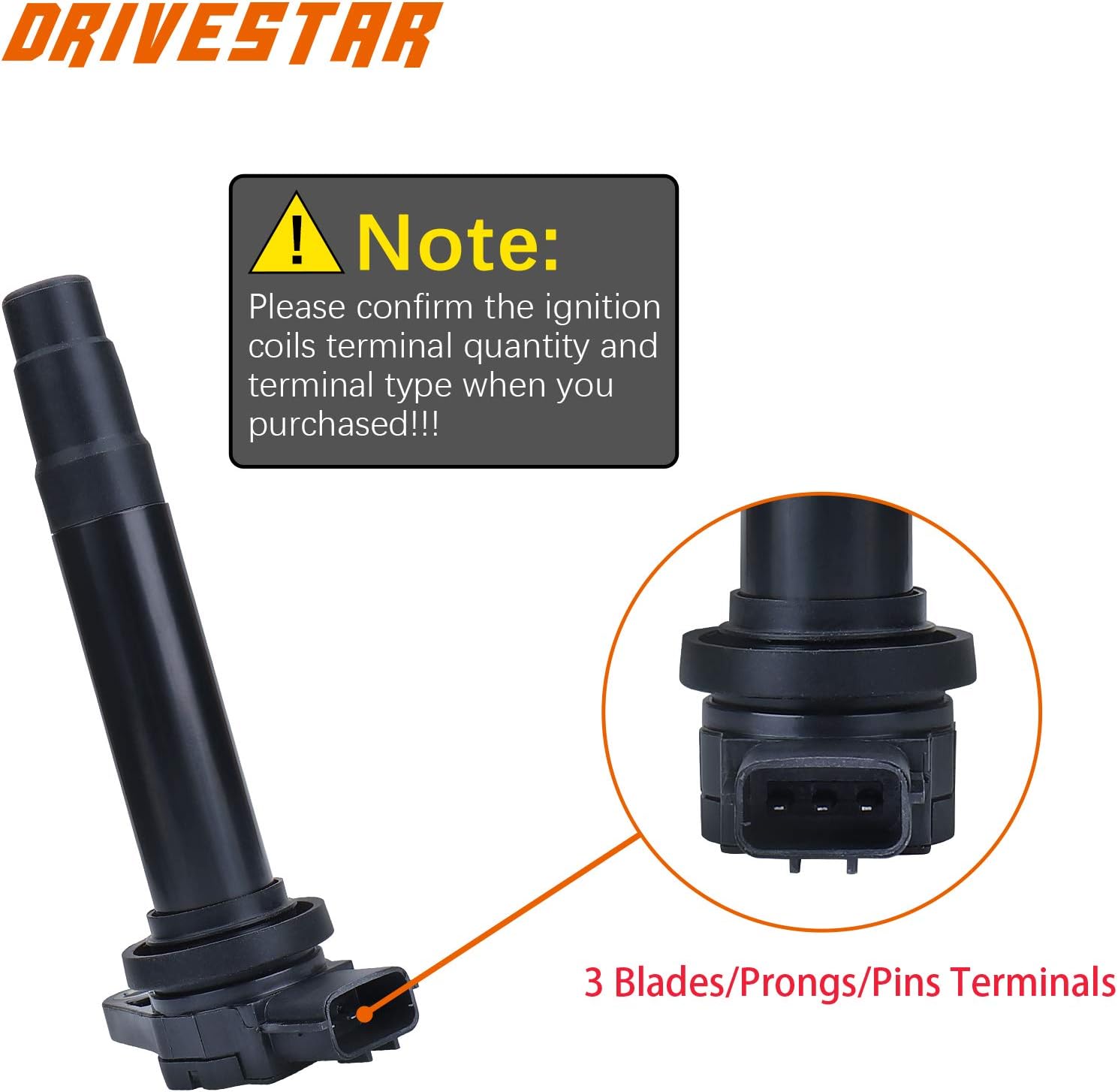 DRIVESTAR Pack of 4 UF326 Ignition Coil Pack Compatible for 2000 2001 Nissan Sentra L4 1.8L Replace# 22448-4M500 22448-4M50A CM11205 0040102021