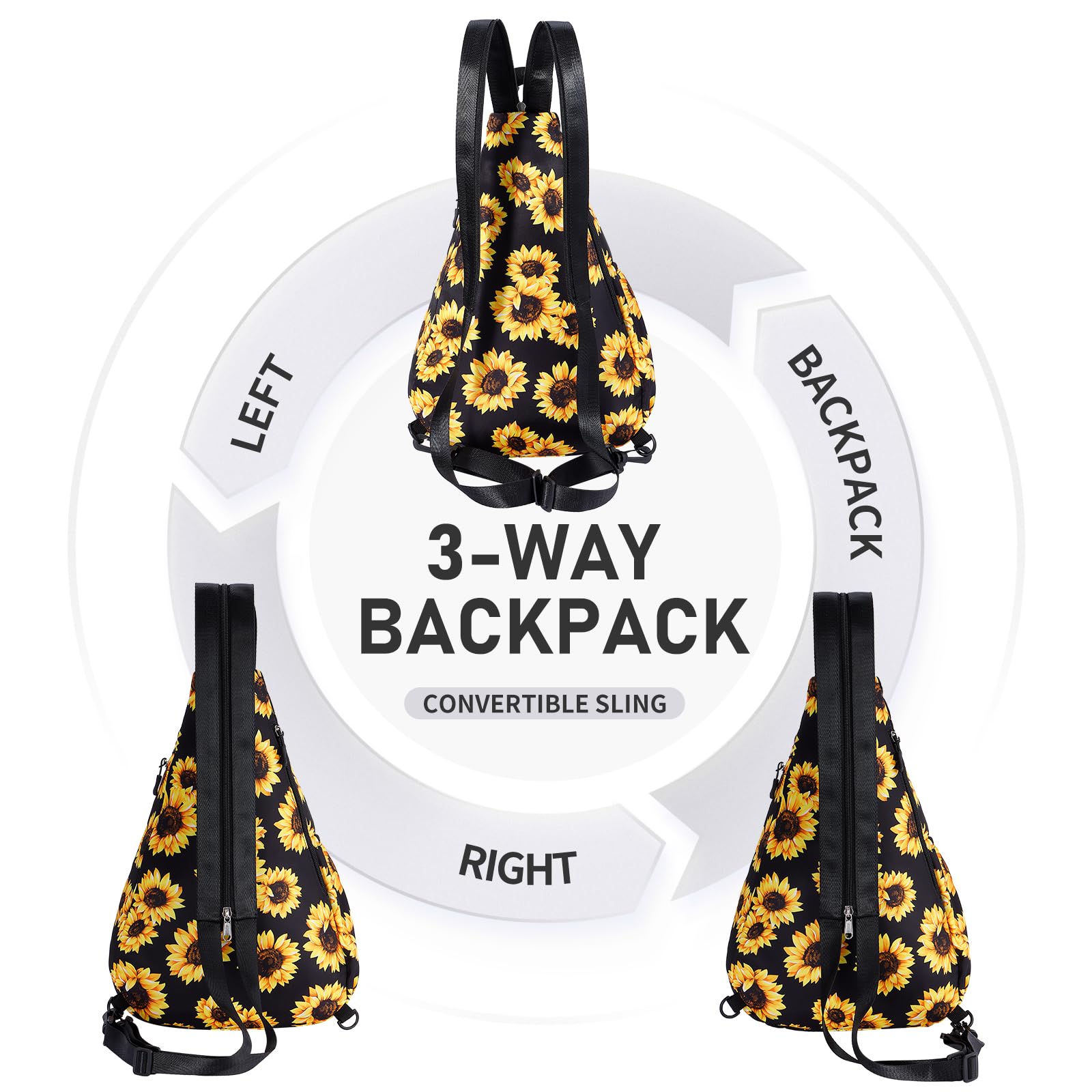 Mochila convertible para mujer, correa ajustable izquierda o derecha, mochila cruzada antiagua para viajes, deportes