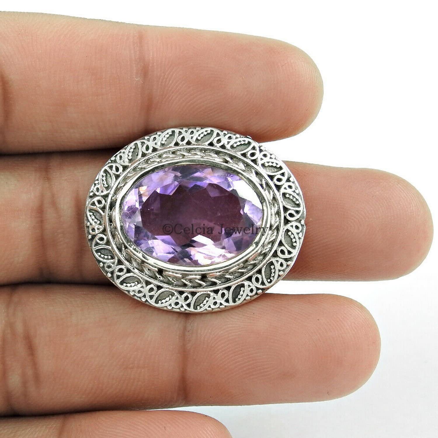 Anillo de piedras preciosas naturales de amatista, plata de ley 925, anillo de promesa, anillo de declaración, regalos de compromiso para mujeres, regalos de amistad, regalos del día de la madre