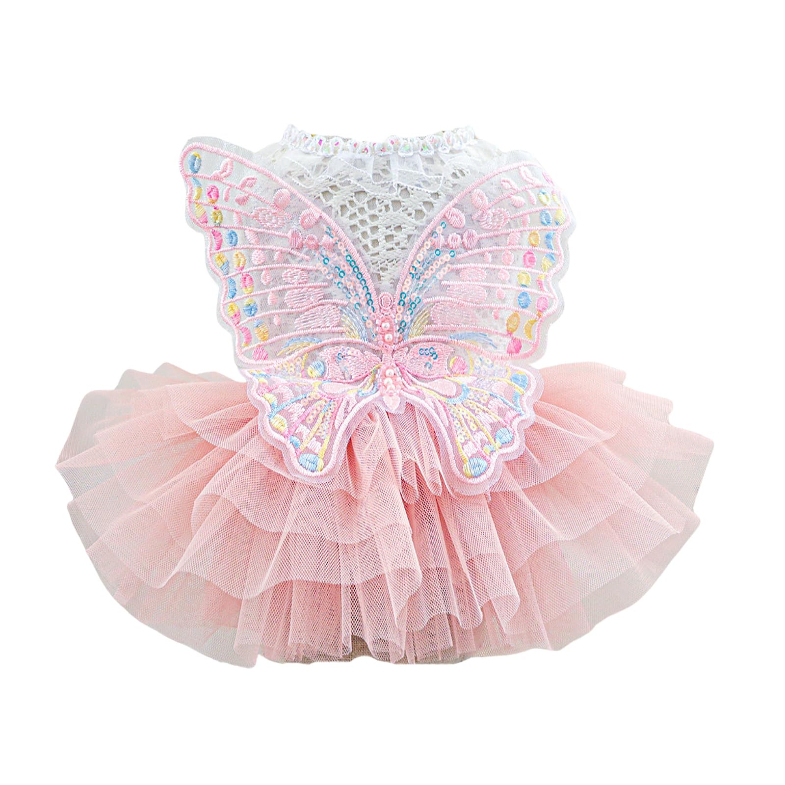 BT Bear Dog Dress - Puppy Wedding Princess Skirt, Dogs Luxury Bowknot Tutu Skirt Wedding Party Outfits for Cats Small Dogs Girl,Butterfly Pink M โ image 1