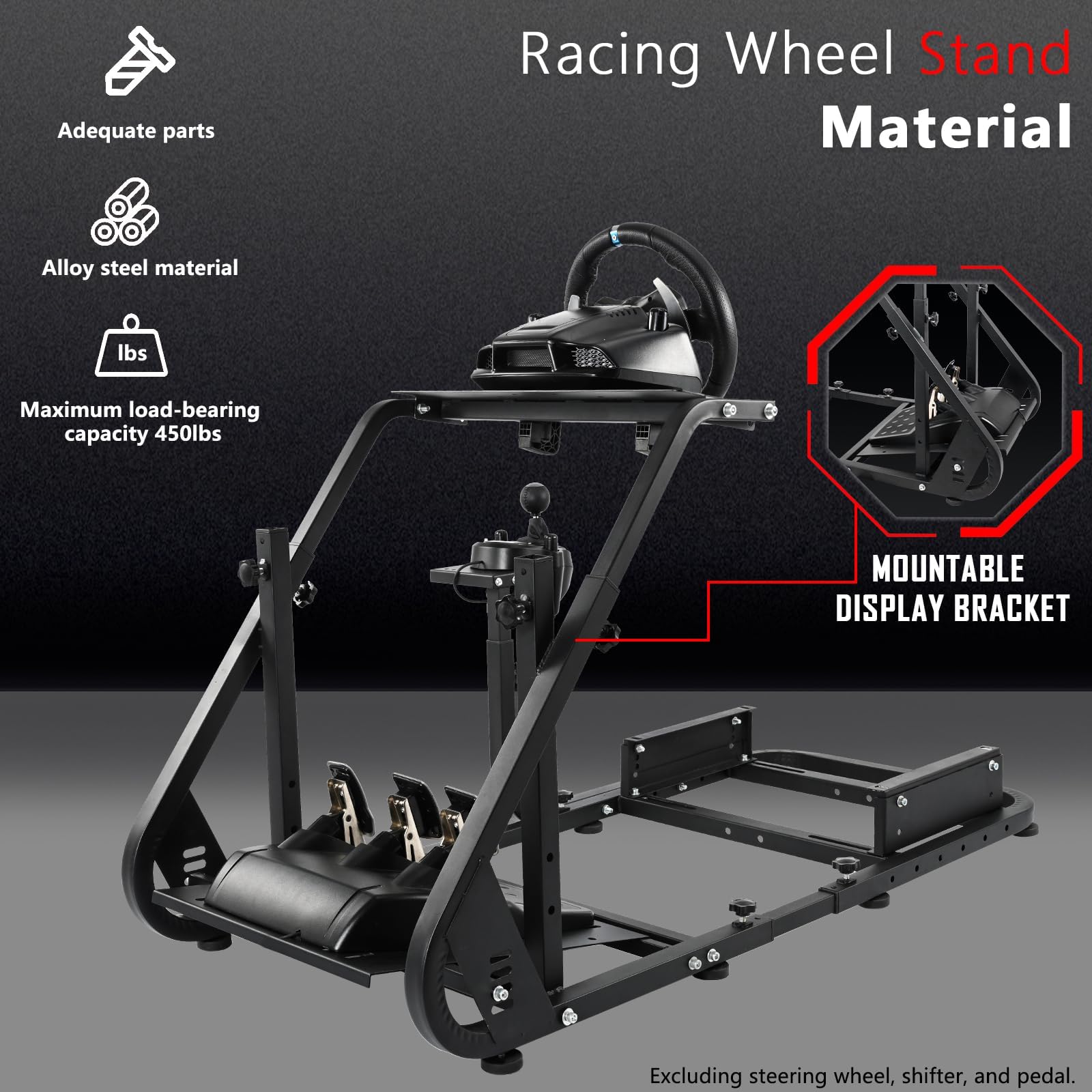 Hottoby G29 Simulador de conducción Cabina Soporte de rueda de carreras para Logitech G25 G27 G920 Gaming Fame Racing Wheel Shifter Pedales de asiento no incluido