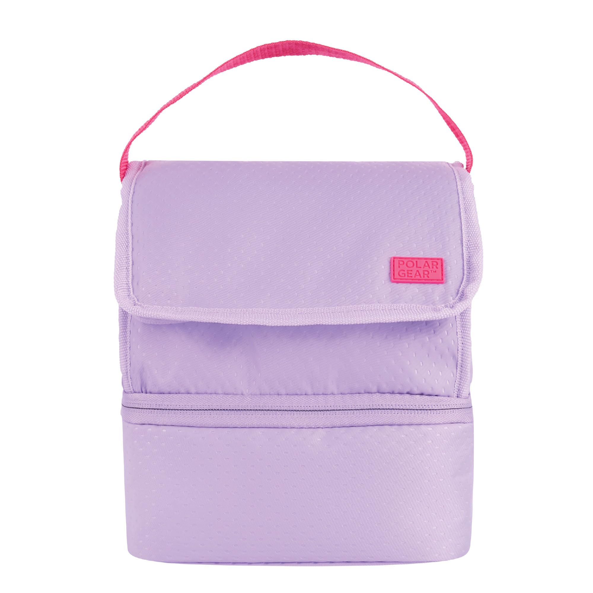 Polar Gear 2 Compartment Washshable Lunch Bag in Lavender. Fully Insulated to Keep Food Cooler for Longer. Personalise Your Lunch Bag with the Name Card Inside the Bag
