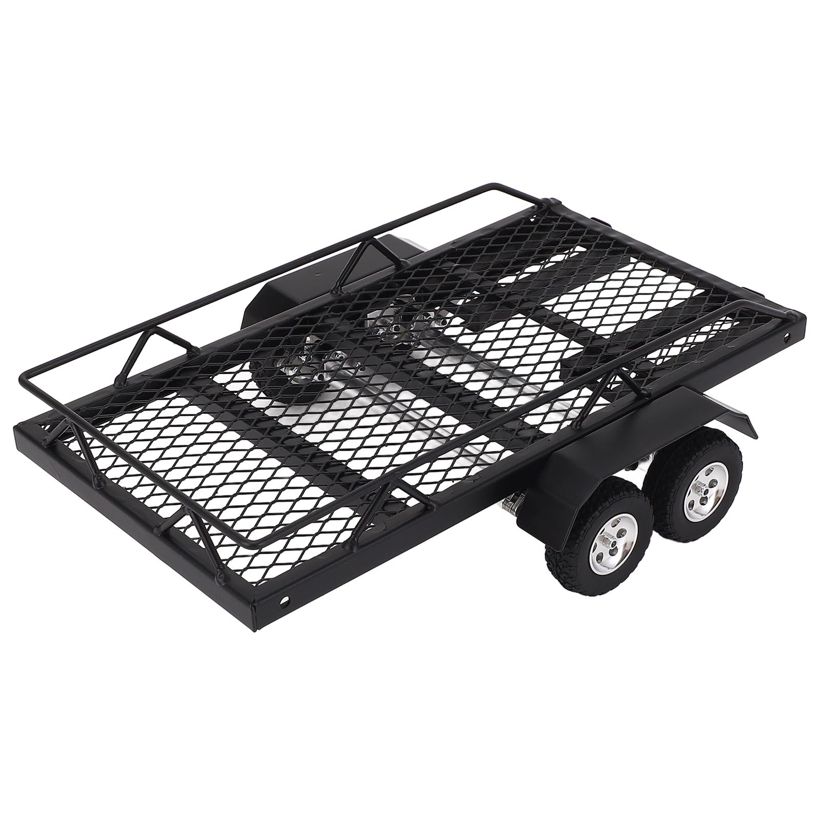 Przyczepka RC w Skali 1/24, Części do Modernizacji Gąsienic RC SCX24 FCX24, Solidna żelazna Konstrukcja do Użytku Terenowego z 4 Antypoślizgowymi, Odpornymi na Zużycie Oponami,