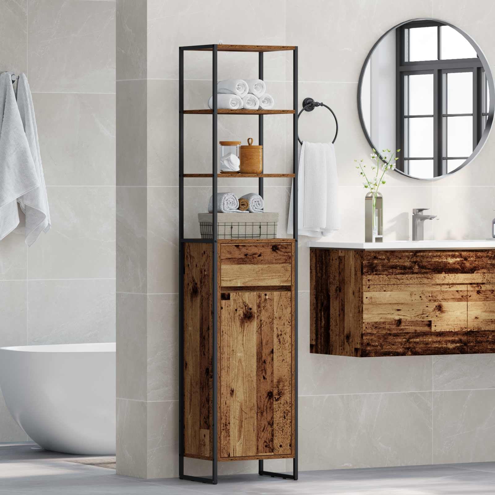 Armadio da bagno in legno antico 40 x 30 x 180 cm