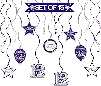 Vista 437 de Juego de decoraciones para fiesta de cumpleaños número 16, serpentinas moradas con soporte de globo de mesa morado, decoraciones de fiesta